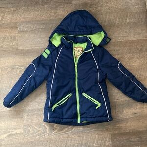 MINT GIRL | Winter Blue & Green Full Zip Hooded Fleece Lined Coat